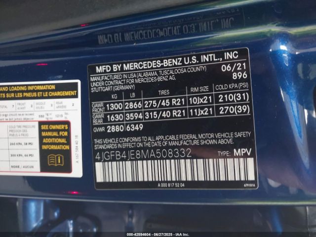 2021 MERCEDES-BENZ GLE 350 4JGFB4JE8MA508332 Photo 8