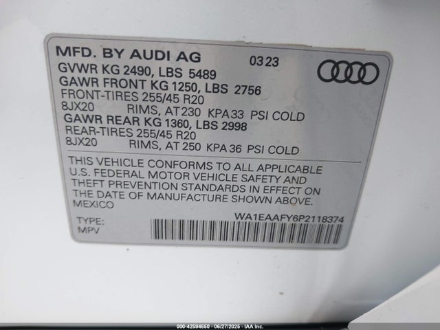 2023 AUDI Q5 WA1EAAFY6P2118374 Photo 8