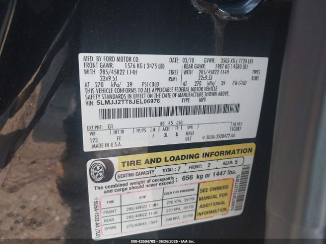 2018 LINCOLN NAVIGATOR 5LMJJ2TT8JEL06976 Photo 8