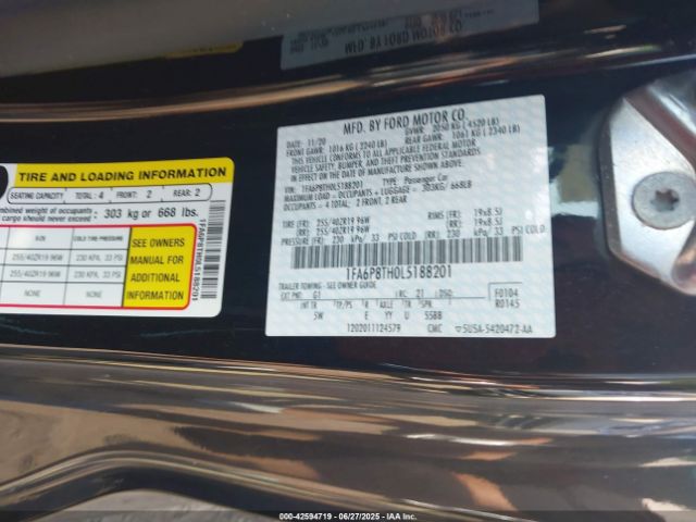 2020 FORD MUSTANG 1FA6P8TH0L5188201 Photo 8