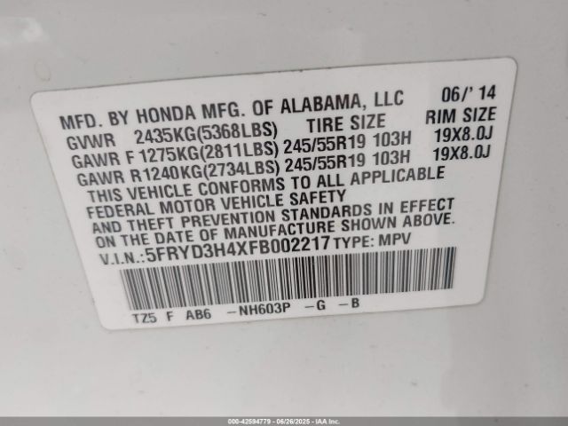 2015 ACURA MDX 5FRYD3H4XFB002217 Photo 8