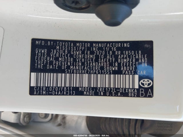 5YFBURHE7HP611551 Toyota 2zr-fe