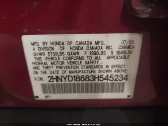 2003 ACURA MDX 2HNYD18683H545234 Photo 8