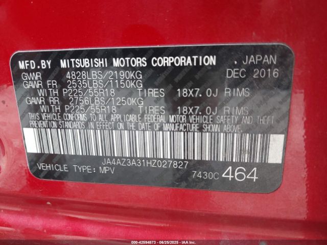 2017 MITSUBISHI OUTLANDER JA4AZ3A31HZ027827 Photo 8
