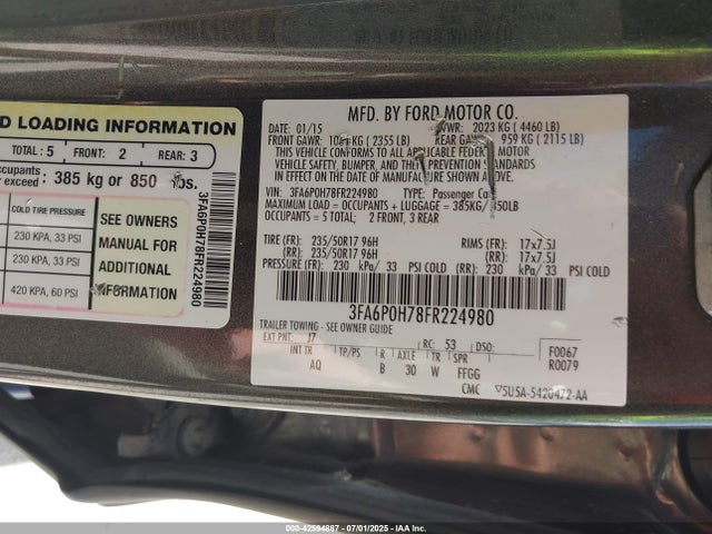 Ford 2015 2015 3FA6P0H78FR224980 Image 9