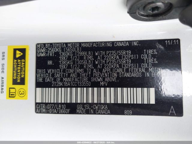 2012 LEXUS RX 350 2T2BK1BA1CC133550 Photo 8