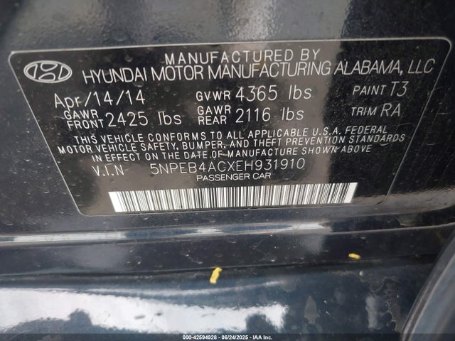 Hyundai gamma 2014 5NPEB4ACXEH931910 Image 9