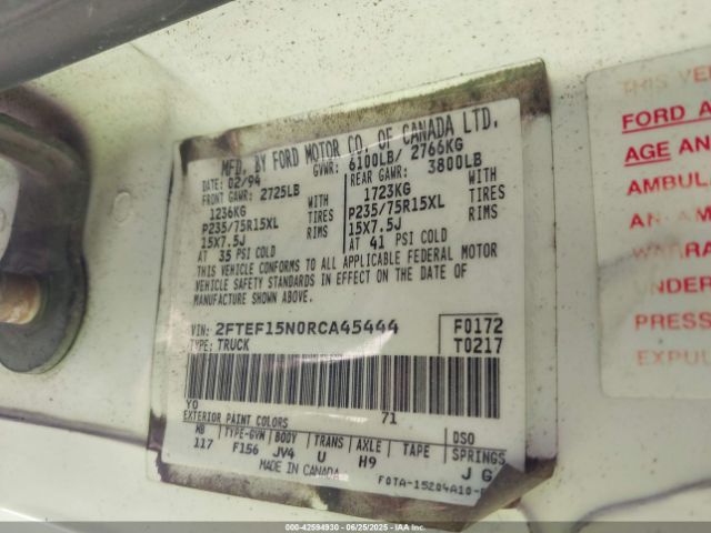 1994 FORD F150 2FTEF15N0RCA45444 Photo 8