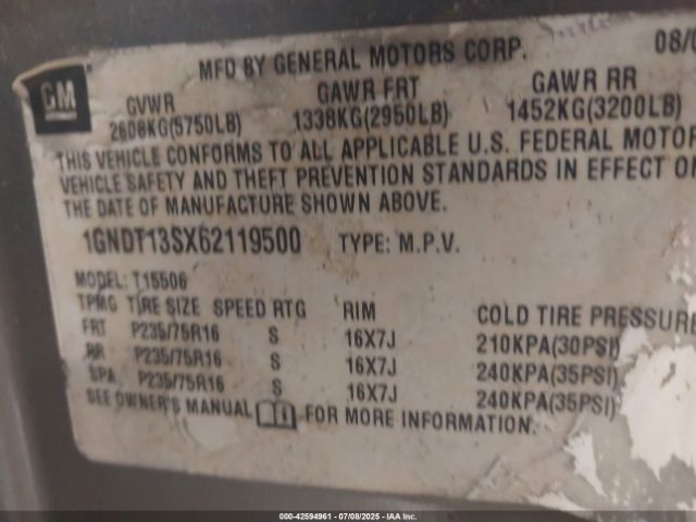 2006 CHEVROLET TRAILBLAZER 1GNDT13SX62119500 Photo 8