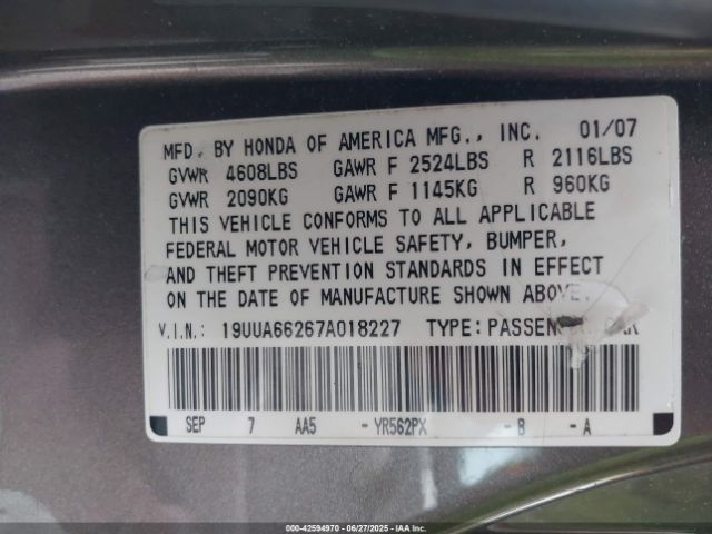 2007 ACURA TL 19UUA66267A018227 Photo 8