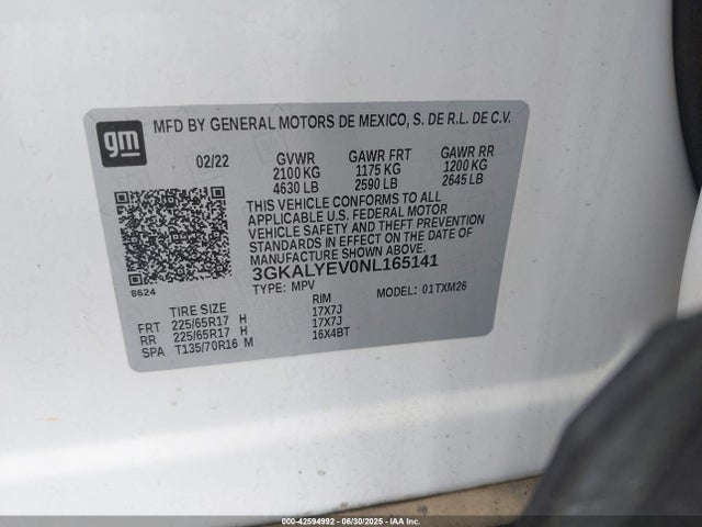 3GKALYEV0NL165141 GMC lyx