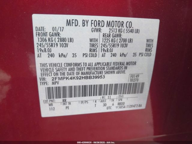 2017 FORD EDGE 2FMPK4K92HBB39953 Photo 8