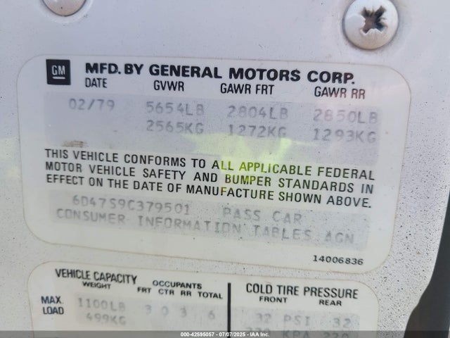1979 CADILLAC COUPE DEVILLE 6D47S9C379501 Photo 8