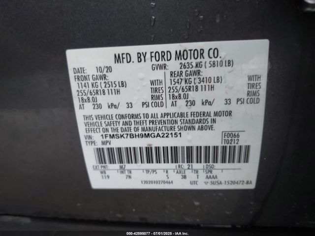 2021 FORD EXPLORER 1FMSK7BH9MGA22151 Photo 8