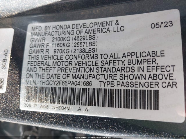1HGCY2F66PA041686 Honda lfc5