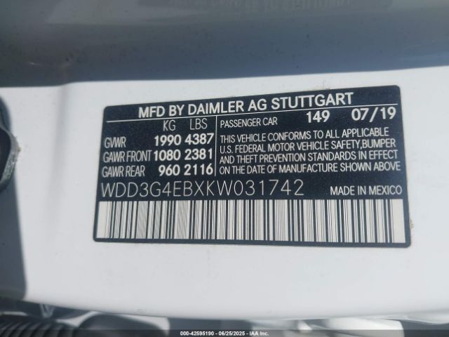 WDD3G4EBXKW031742 Mercedes-Benz m260