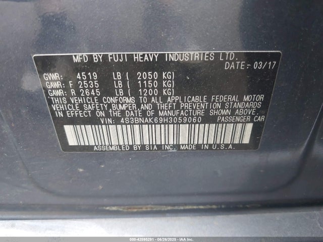 4S3BNAK69H3059060 Subaru u5