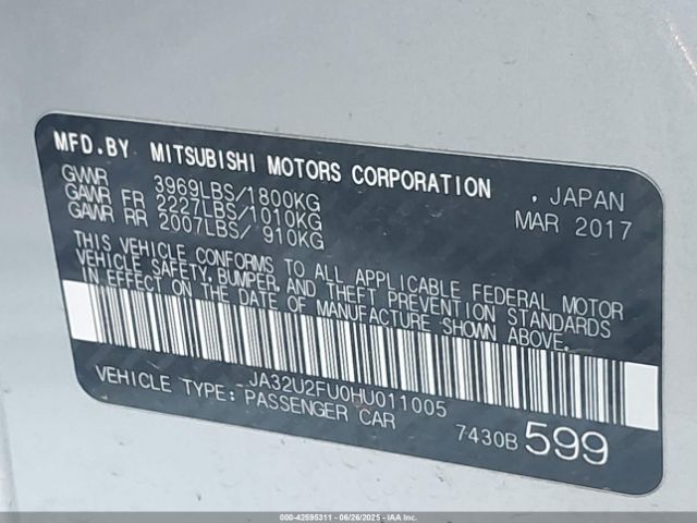 2017 MITSUBISHI LANCER JA32U2FU0HU011005 Photo 8