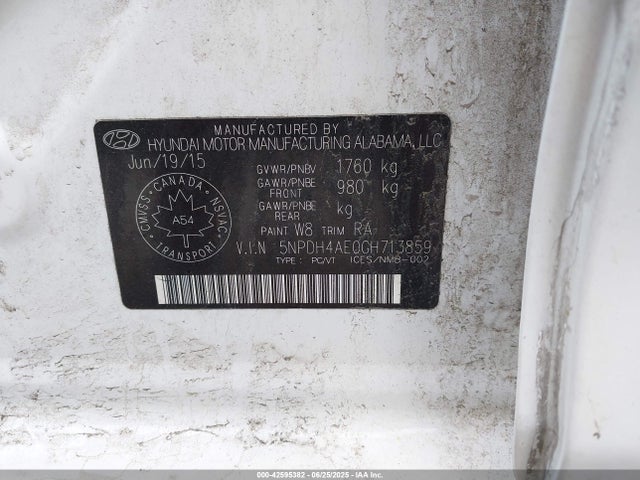 Hyundai dohc mpi nu 2016 5NPDH4AE0GH713859 Image 9