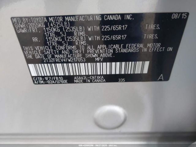 2015 TOYOTA RAV4 2T3ZFREV4FW217053 Photo 8