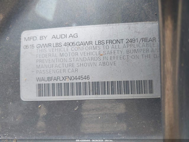 WAUBFAFLXFN044546 Audi flex fuel capable engine