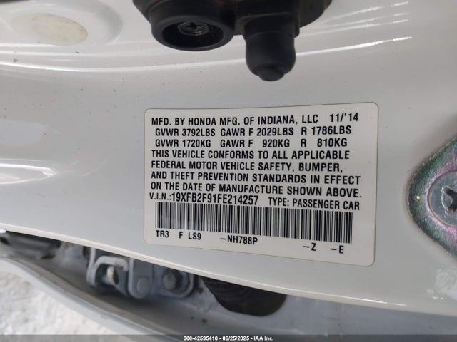 Honda r18z1 2015 19XFB2F91FE214257 Image 9