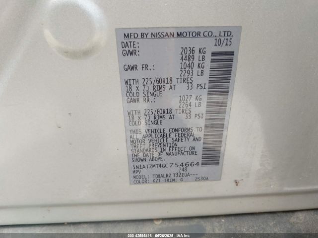 5N1AT2MT4GC754664 Nissan 2016