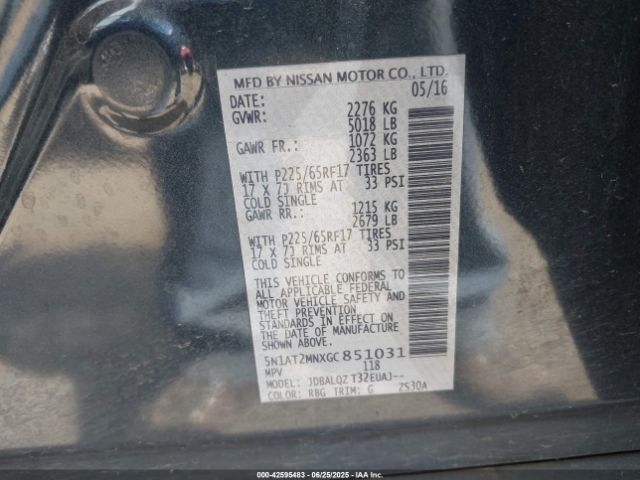 5N1AT2MNXGC851031 Nissan 2016