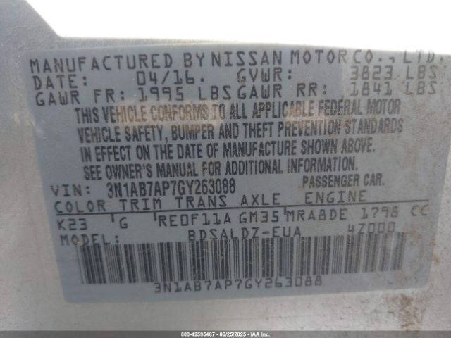 3N1AB7AP7GY263088 Nissan 2016