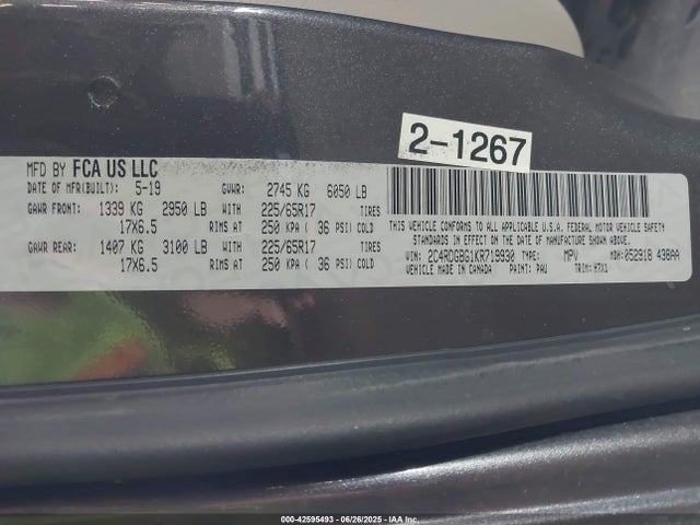 2C4RDGBG1KR719930 Dodge 2019