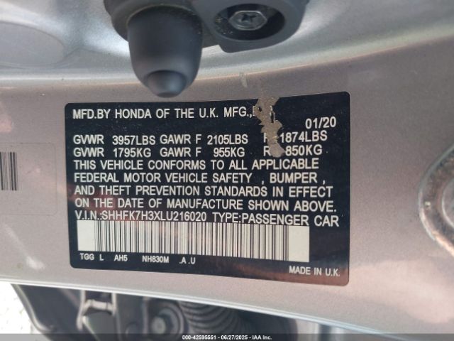 2020 HONDA CIVIC SHHFK7H3XLU216020 Photo 8