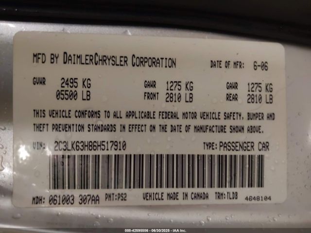 2006 CHRYSLER 300C 2C3LK63H86H517910 Photo 8