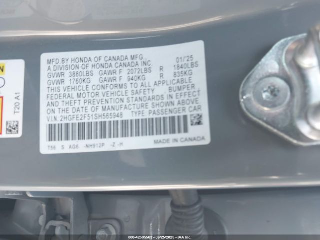 2025 HONDA CIVIC 2HGFE2F51SH565948 Photo 8