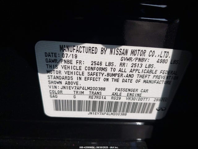 Infiniti Q50 2020 JN1EV7AP4LM200388 Image 9