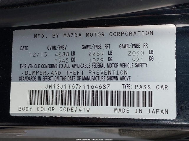 Mazda py 2015 JM1GJ1T67F1164687 Image 9
