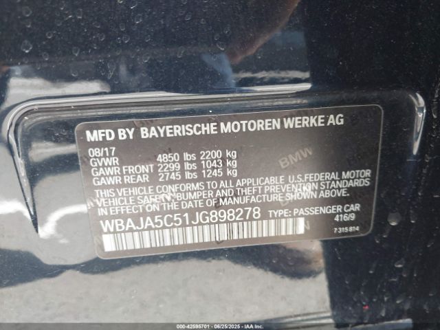 2018 BMW 530I WBAJA5C51JG898278 Photo 8