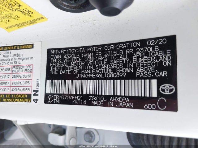 JTNKHMBX6L1080899 Toyota 3zr-fae