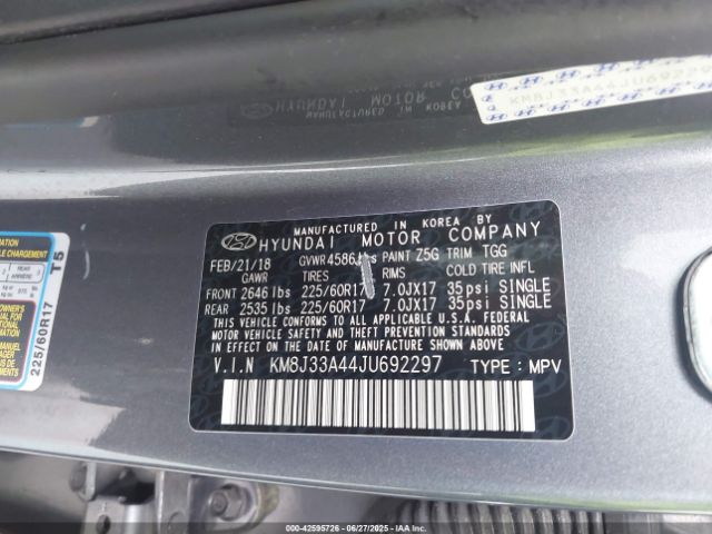 2018 HYUNDAI TUCSON KM8J33A44JU692297 Photo 8