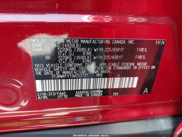 2T3RWRFV1SW253727 Toyota a25a-fxs