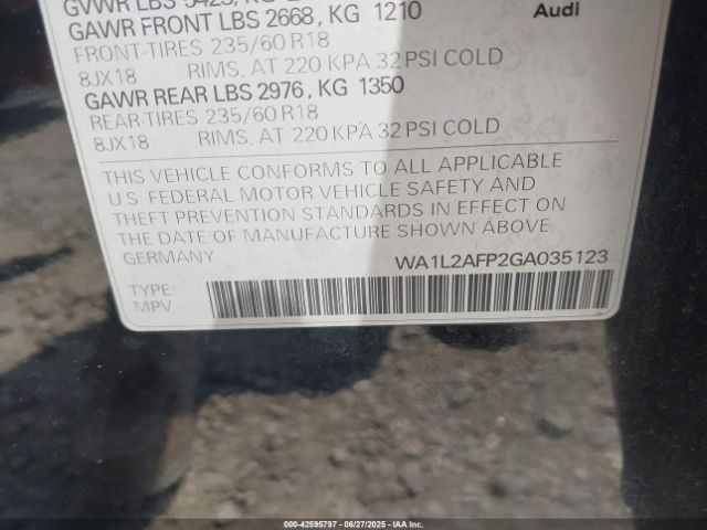 2016 AUDI Q5 WA1L2AFP2GA035123 Photo 8