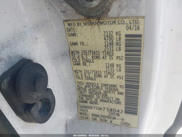 2016 NISSAN FRONTIER 1N6BD0CT5GN758042 Photo 8