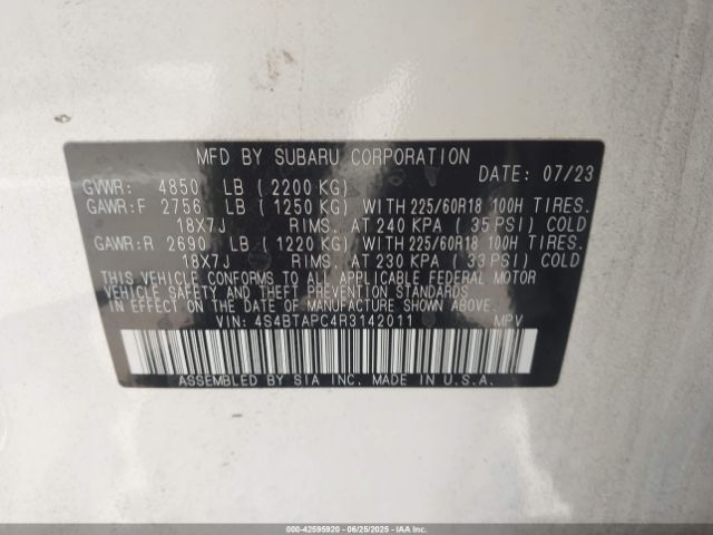 2024 SUBARU OUTBACK 4S4BTAPC4R3142011 Photo 8