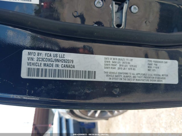 Aukcja sprzedaży 2022 Dodge Charger Scat Pack, vin: 2C3CDXGJ9NH262079, numer aukcji: 42595923