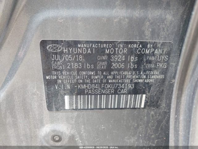 KMHD84LF0KU734193 Hyundai mpi nu