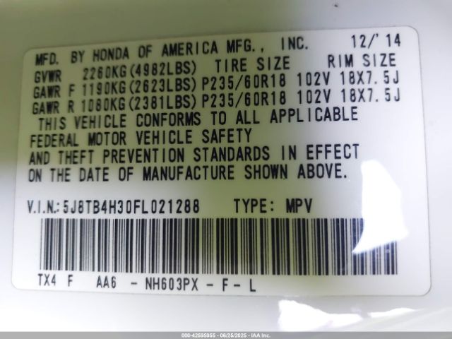 2015 ACURA RDX 5J8TB4H30FL021288 Photo 8