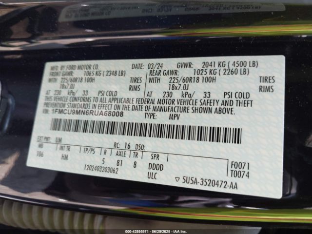 2024 FORD ESCAPE 1FMCU9MN6RUA68008 Photo 8