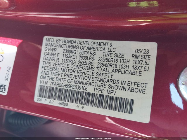 7FARS6H55PE039106 Honda lfc3