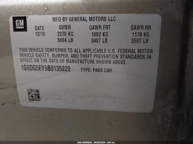 2011 CADILLAC CTS 1G6DG5EY9B0135220 Photo 8