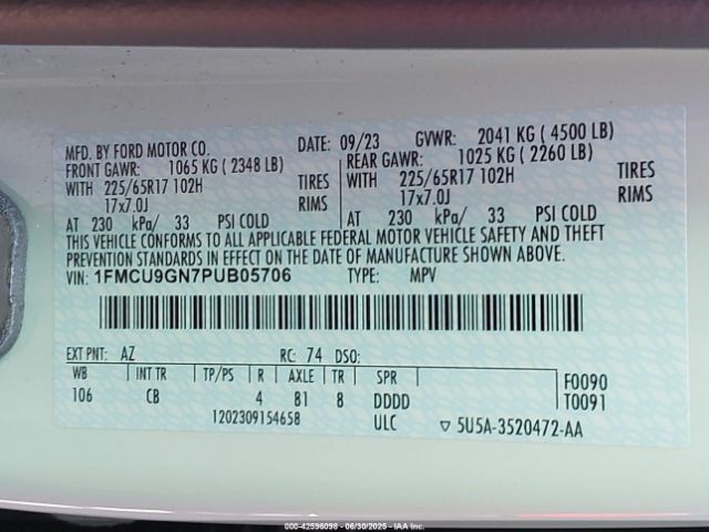 2023 FORD ESCAPE 1FMCU9GN7PUB05706 Photo 8