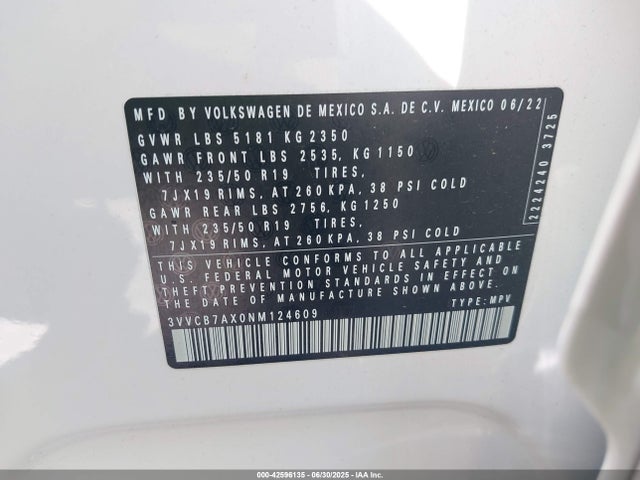 Volkswagen Tiguan 2022 3VVCB7AX0NM124609 Image 9